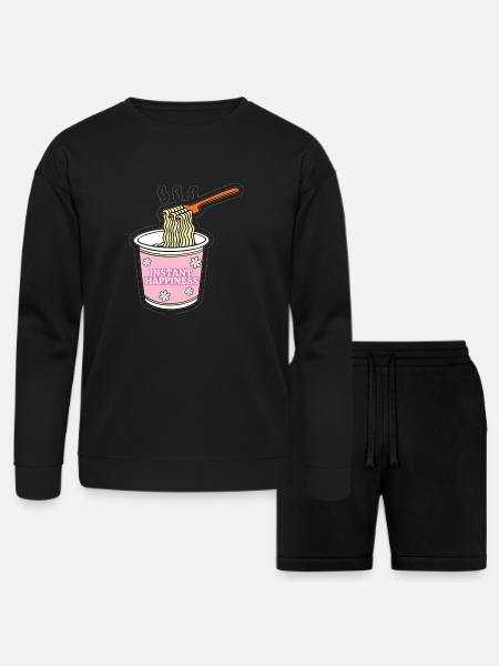Instant Happiness Ramen - Bella + Canvas Unisex Sweatshirt & Short Set - black - Front