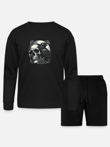 Lunar Raven's Vigil - Bella + Canvas Unisex Sweatshirt & Short Set - black