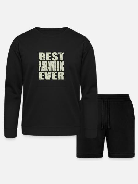 Best Paramedic Ever Paramedic Gift - Bella + Canvas Unisex Sweatshirt & Short Set - black