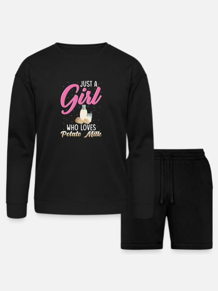 Potato Milk Saying - Bella + Canvas Unisex Sweatshirt & Short Set - black