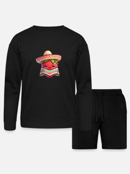 Mexican strawberry - Bella + Canvas Unisex Sweatshirt & Short Set - black