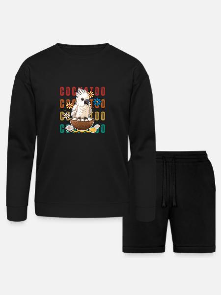 cockatoo and coconut - Bella + Canvas Unisex Sweatshirt & Short Set - black
