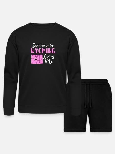 Someone In Wyoming Loves Me - Bella + Canvas Unisex Sweatshirt & Short Set - black