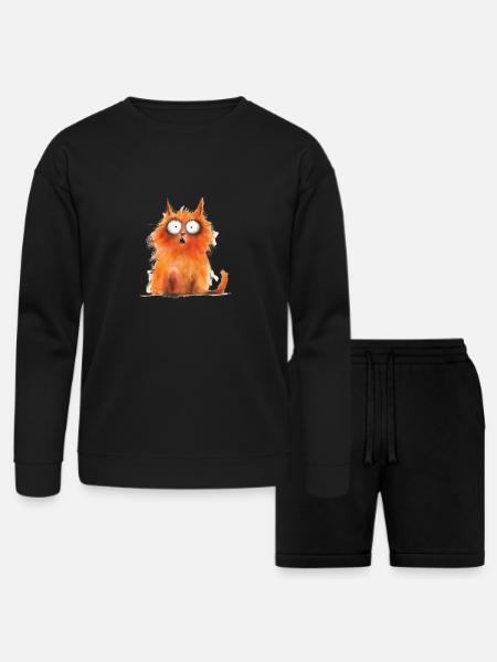 Funny Cat - Bella + Canvas Unisex Sweatshirt & Short Set - black