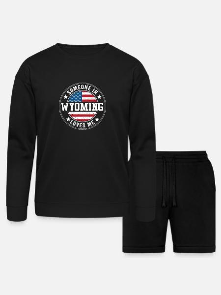 Someone In Wyoming Loves Me - Bella + Canvas Unisex Sweatshirt & Short Set - black