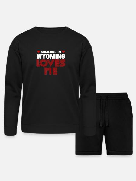 Someone In Wyoming Loves Me - Bella + Canvas Unisex Sweatshirt & Short Set - black