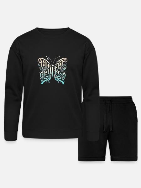 Flowing Elegance - Bella + Canvas Unisex Sweatshirt & Short Set - black
