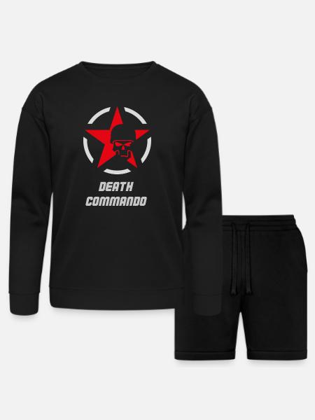 Death Commando Military Skull - Bella + Canvas Unisex Sweatshirt & Short Set - black