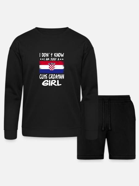Just a girl Croatian - Bella + Canvas Unisex Sweatshirt & Short Set - black
