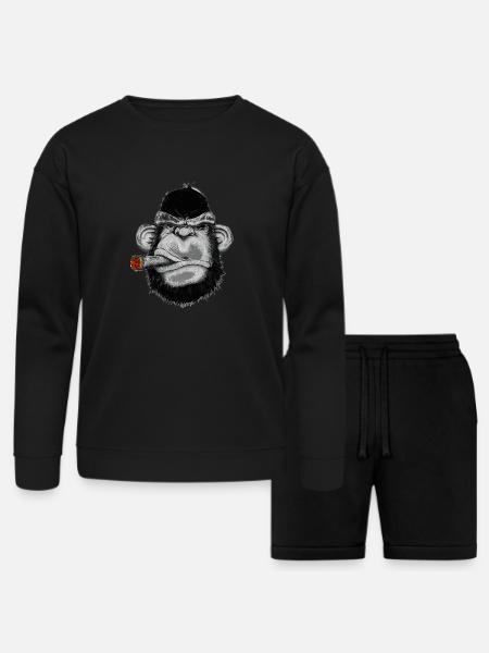 Gorilla Smoking - Bella + Canvas Unisex Sweatshirt & Short Set - black