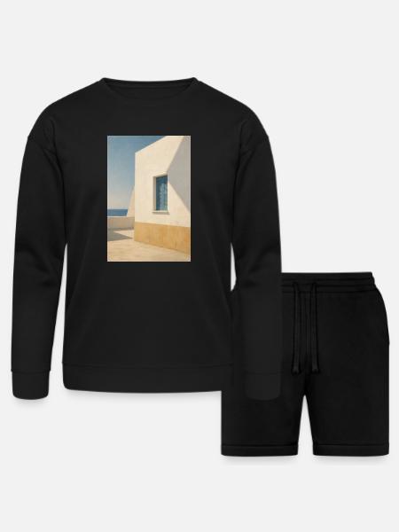 Mediterranean Light by the Sea - Bella + Canvas Unisex Sweatshirt & Short Set - black