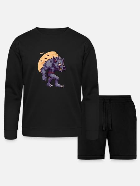Halloween Werewolf - Bella + Canvas Unisex Sweatshirt & Short Set - black