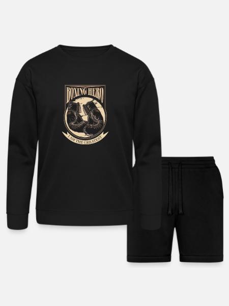Boxing Hero - i am the greatest - Bella + Canvas Unisex Sweatshirt & Short Set - black