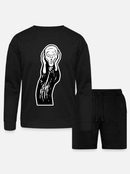 Scream Face - Bella + Canvas Unisex Sweatshirt & Short Set - black
