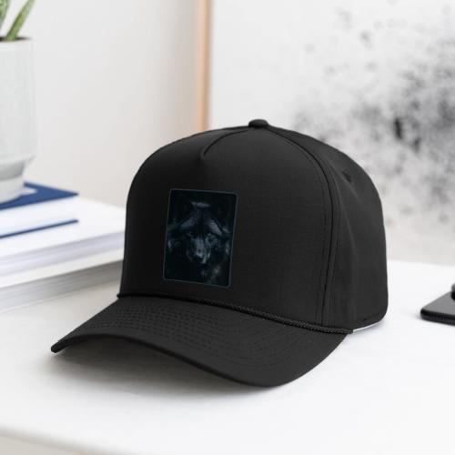 Black Wolf Intense Eyes Portrait Design - Rope Cap