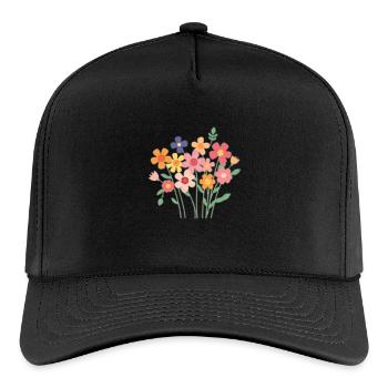 Whimsical Floral Doodle Art: Trendy Hand-Drawn - Rope Cap - black/black - Front