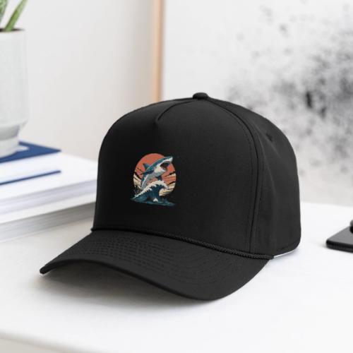 Fierce Shark Breaking Through Waves - Rope Cap
