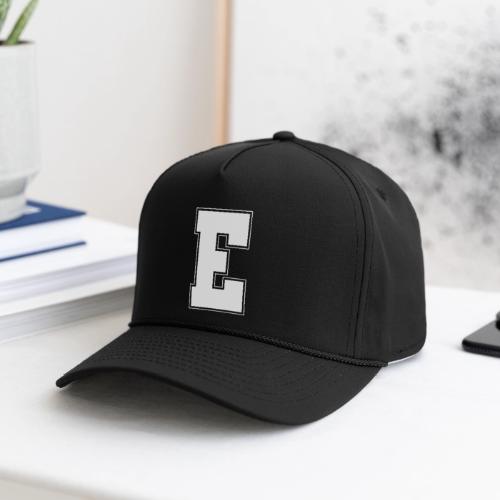 White Letter E – Varsity Alphabet Monogram - Rope Cap