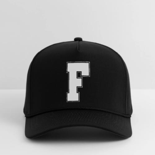White Letter F – Varsity Alphabet Monogram - Rope Cap