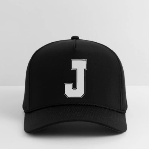 White Letter J – Varsity Alphabet Monogram - Rope Cap