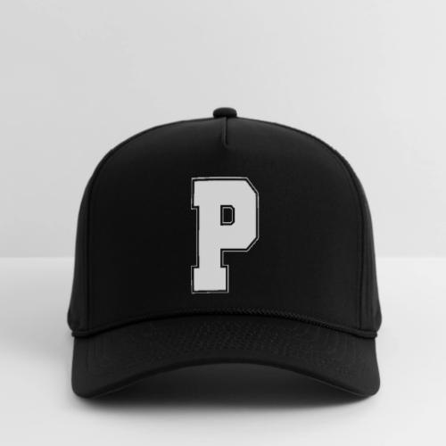White Letter P – Varsity Alphabet Monogram - Rope Cap