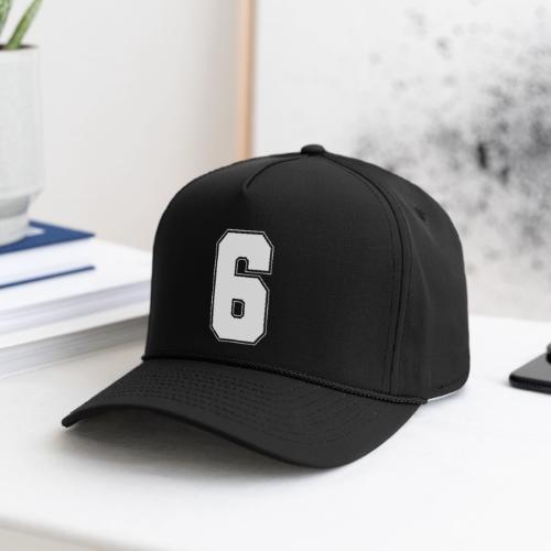 White Number 6 – Varsity Font - Rope Cap