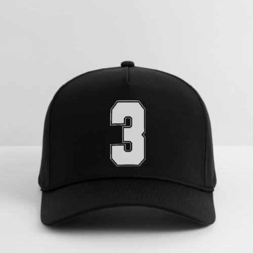 White Number 3 – Varsity Font - Rope Cap