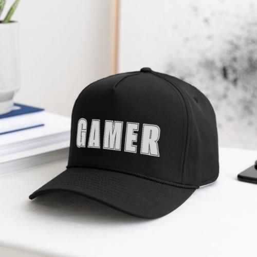 Gamer Collegiate White Text Design - Rope Cap