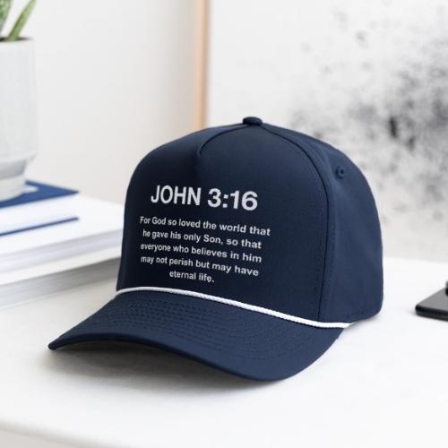 John 3:16 Christian Apparel – White - Rope Cap