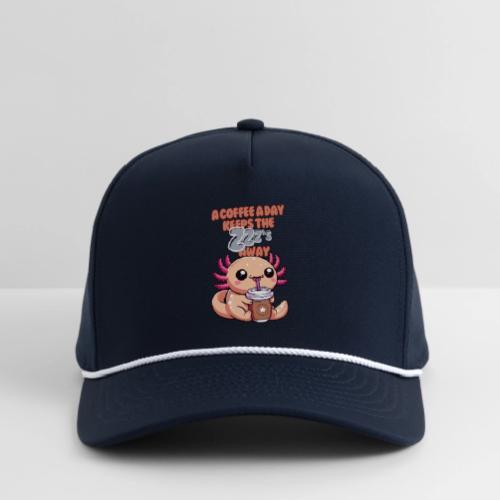 Coffee Drinking Cute Baby Axolotl - Rope Cap