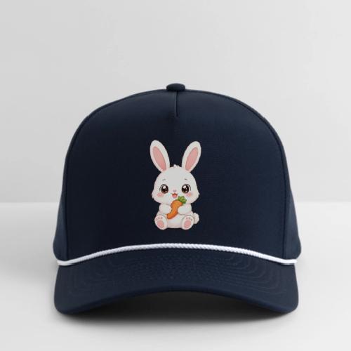 Cute Bunny Rabbit Holding Carrot – Kawaii Easter - Rope Cap