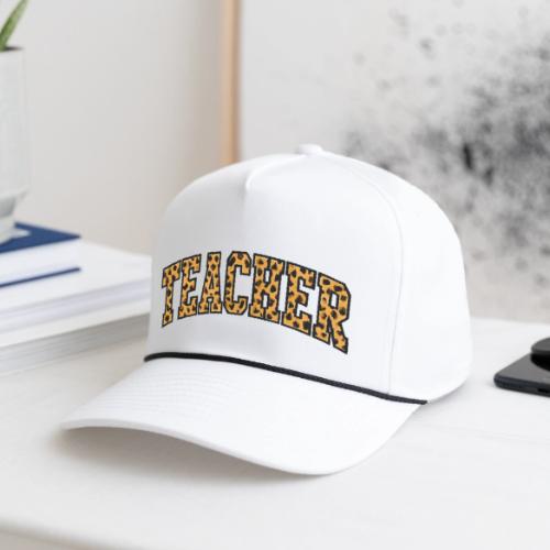 Leopard Print Teacher Typography - Rope Cap