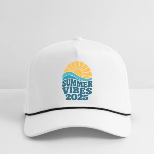 Summer Vibes 2025 Retro Sunset T-Shirt | Fun Beach - Rope Cap