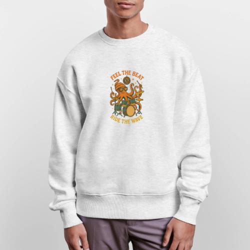 Feel the Beat Octopus Drummer Retro 70s t-shirt - Stanley/Stella Radder Unisex Oversized Organic Sweatshirt