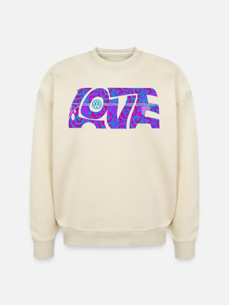 Volkswagen VW T1 Camper Love With VW logo - Stanley/Stella Radder Unisex Oversized Organic Sweatshirt - cool heather grey