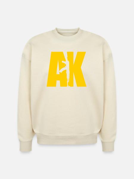 AK47 YELLOW - Stanley/Stella Radder Unisex Oversized Organic Sweatshirt - cool heather grey