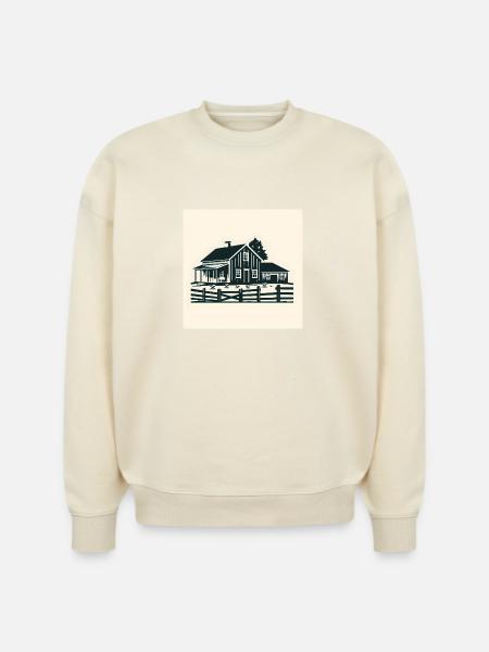 Rustic House Silhouette T-Shirt - Stanley/Stella Radder Unisex Oversized Organic Sweatshirt -