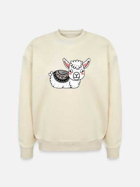 Adorable Llama Resting - Stanley/Stella Radder Unisex Oversized Organic Sweatshirt -