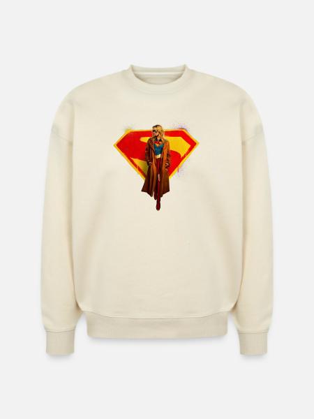 Supergirl Movie Kara In Front Of Supergirl Emblem - Stanley/Stella Radder Unisex Oversized Organic Sweatshirt - cool heather grey