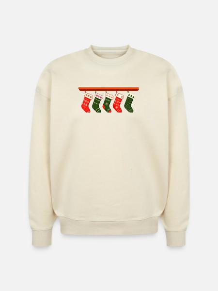 christmas socks t shirt design - Stanley/Stella Radder Unisex Oversized Organic Sweatshirt -