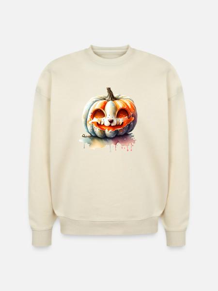 Pumpkin With Cat Face - Stanley/Stella Radder Unisex Oversized Organic Sweatshirt -