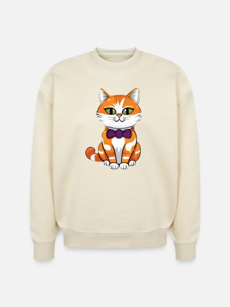 Orange Cat Bowtie Charm - Stanley/Stella Radder Unisex Oversized Organic Sweatshirt -