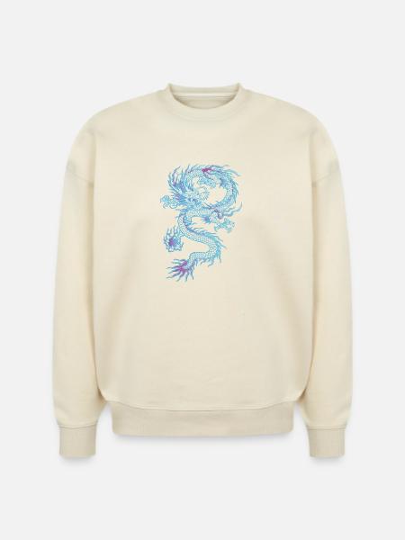 chinese dragon - Stanley/Stella Radder Unisex Oversized Organic Sweatshirt - cool heather grey