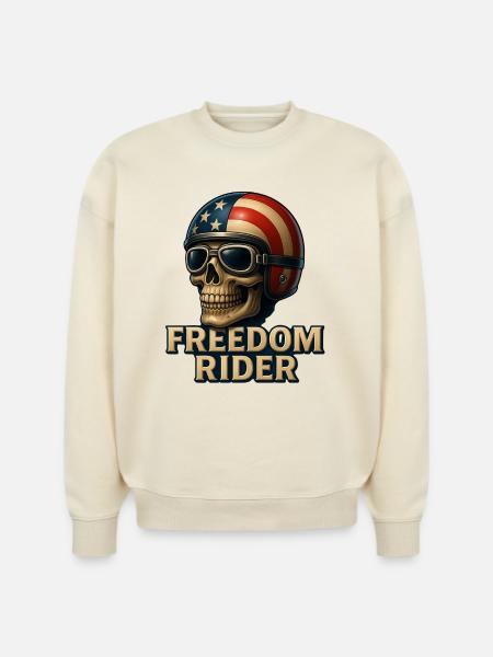 Freedom Rider Skull Art - Stanley/Stella Radder Unisex Oversized Organic Sweatshirt -