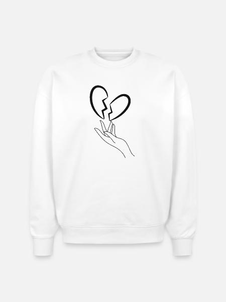 Broken Heart - Stanley/Stella Radder Unisex Oversized Organic Sweatshirt - white