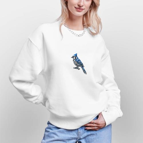 Silver Blue Jay on Perch + Flight Stages 2-print - Stanley/Stella Radder Unisex Oversized Organic Sweatshirt