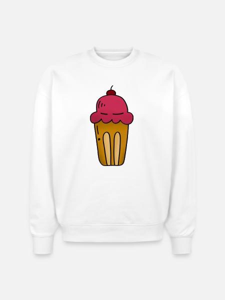Pink Ice Cream Pop Art Cone - Stanley/Stella Radder Unisex Oversized Organic Sweatshirt - white