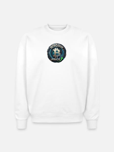 Bitcoin Price Circuit Emblem - Stanley/Stella Radder Unisex Oversized Organic Sweatshirt - white