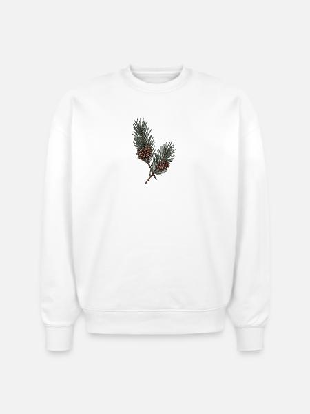 Evergreen Pinecone Sprigs - Stanley/Stella Radder Unisex Oversized Organic Sweatshirt - white