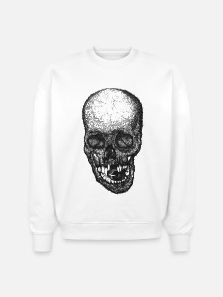 Gothic Skull Lace Portrait - Stanley/Stella Radder Unisex Oversized Organic Sweatshirt - white